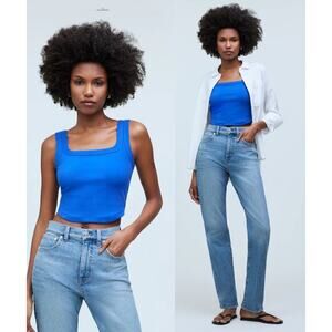 Madewell The Tailored Crop Tank in Sleekhold in Blue Size XS